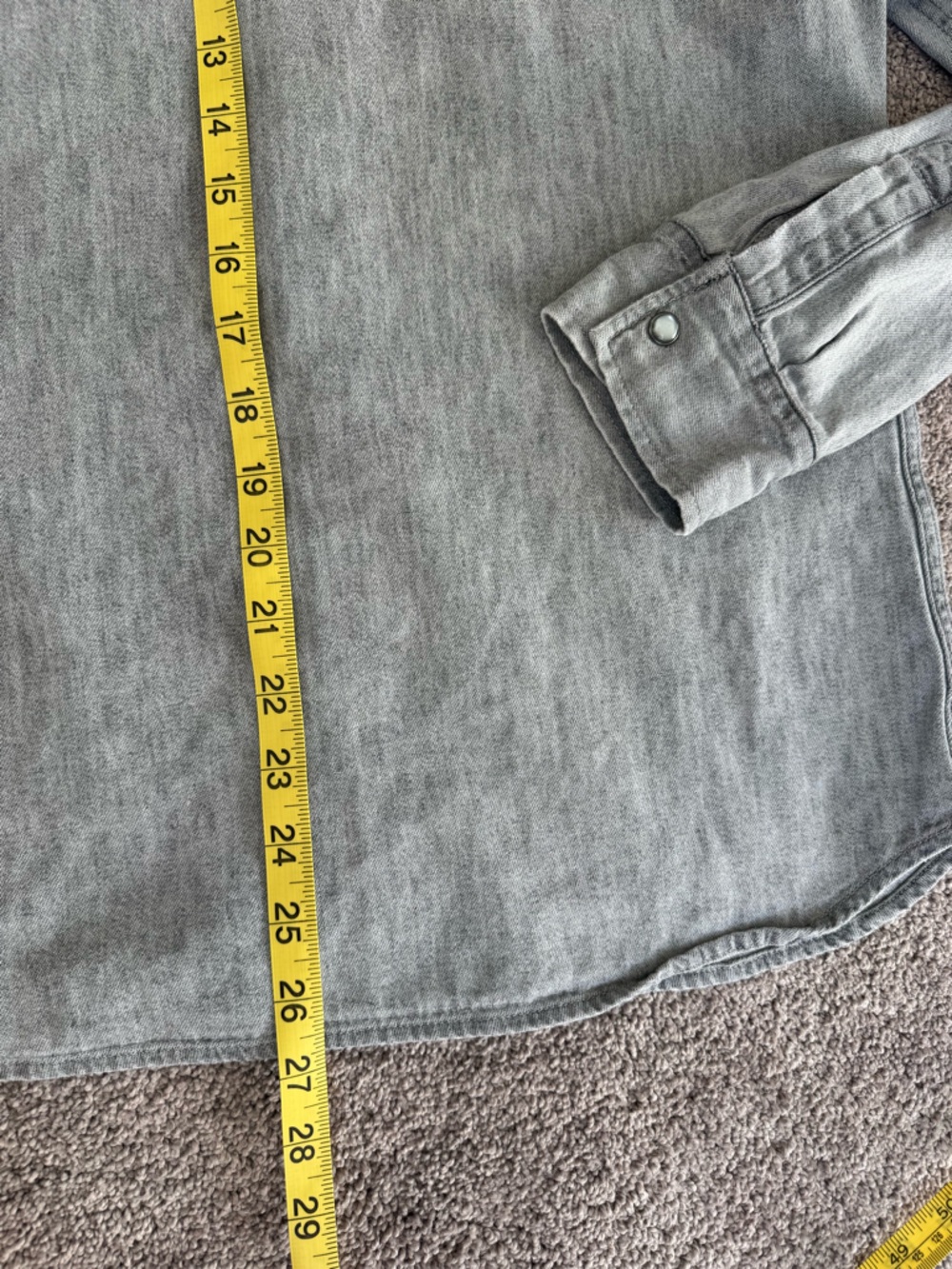 ALLSAINTS Men’s Pearl Snap Gray Button Up Shirt Small Washed Out Cotton Light - Picture 8 of 8